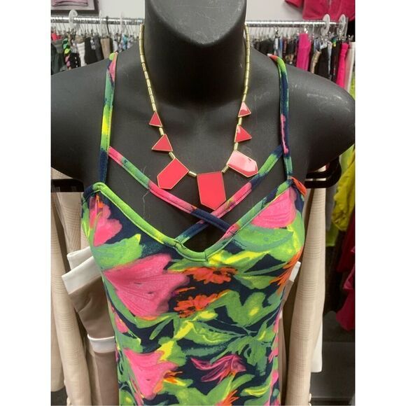 Floral Patterned Spaghetti Strappy Bodycon Dress - Picture 2 of 6